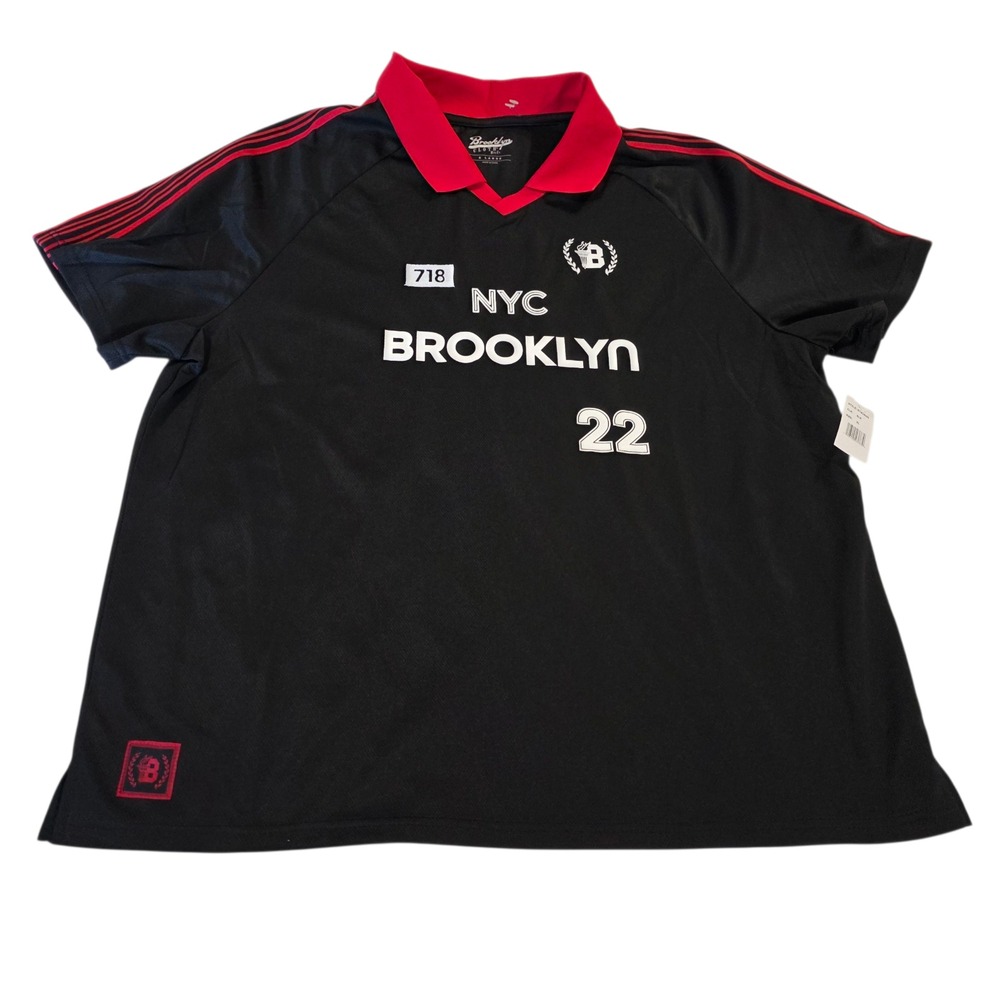 Brooklyn Cloth Mfg Co Active Top Mens Black XL Raglan Sleeve NYC‎ Soccer Graphic